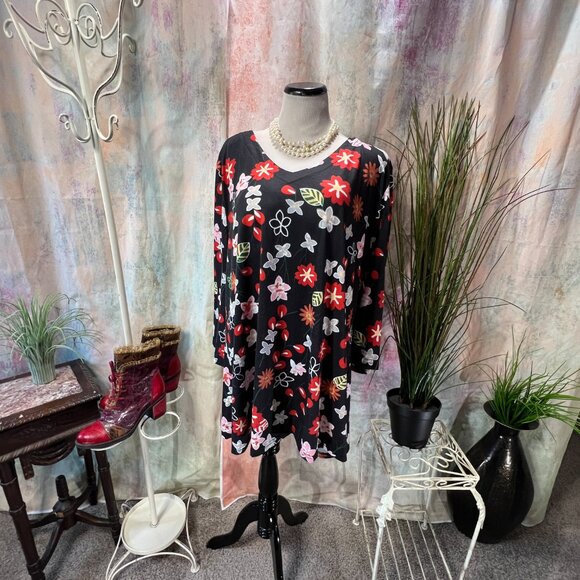 📌Cotton Blend Floral Long Tunic - Top Perfect Dressed with Leggings & Boots - Picture 3 of 13